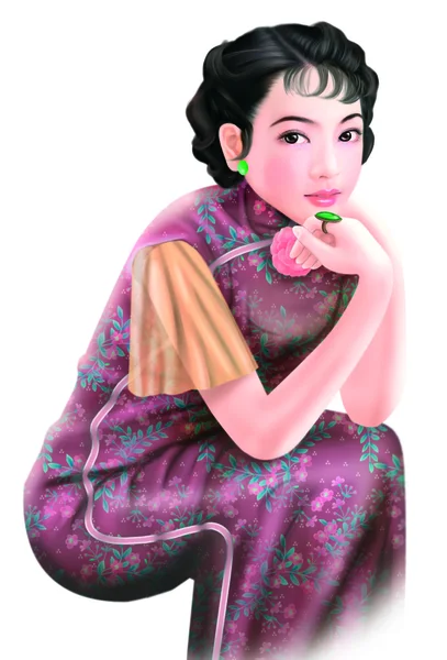 Strony rysunku Chiński kobieta 023 — Zdjęcie stockowe