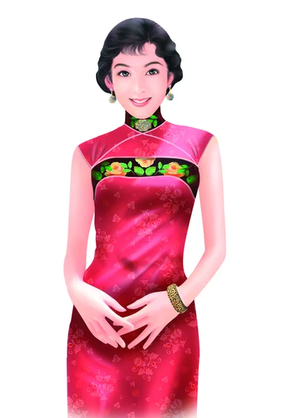 Ruční kresba čínská žena 017 — Stock fotografie