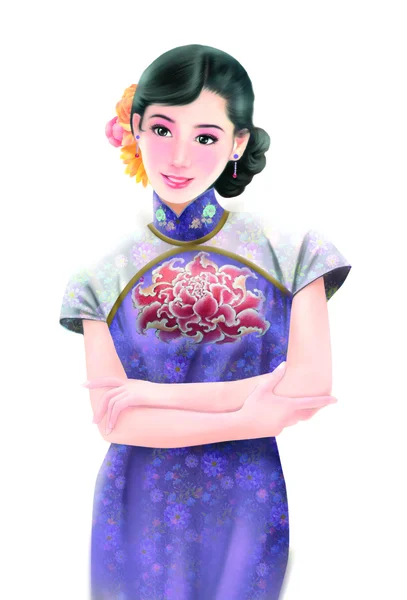 Ruční kresba čínská žena 014 — Stock fotografie