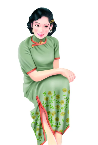 Ruční kresba - Čínská žena 008 — Stock fotografie
