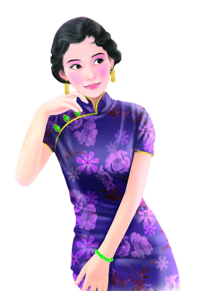 Ruční kresba čínská žena 006 — Stock fotografie