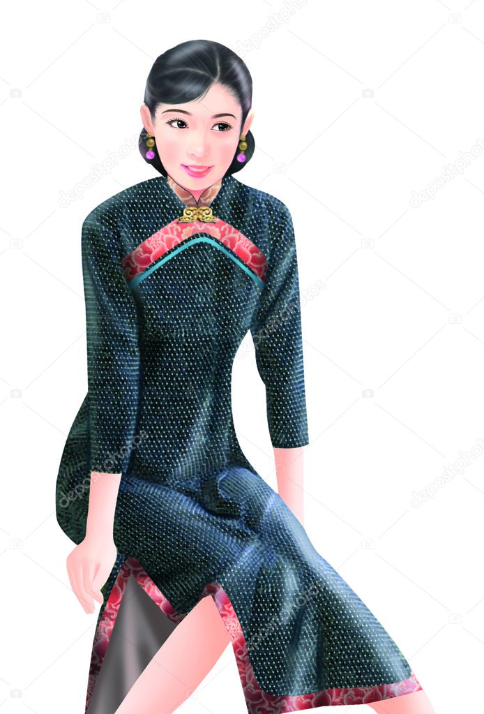Hand drawing- chinese woman 010