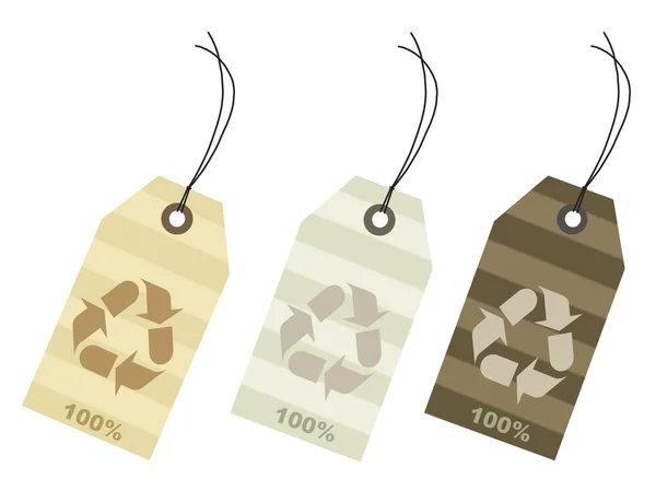 100 Prozent Recycling Tags Mit Clipping Pfad — Stockfoto