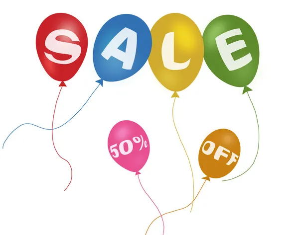 Colorful balloons and discount sale with clipping path — Stock Photo, Image