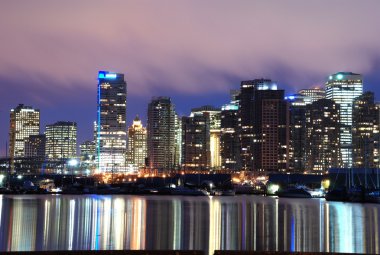 A night scene of downtown Vancouver, view from Stanley Park across Coal Harbor clipart