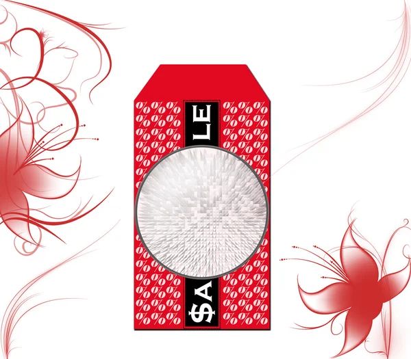 Продажная Бирка Красивым Цветочным Узором Китайским Дизайном Красной Эмали — стоковое фото