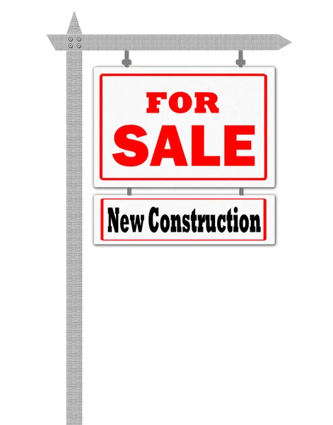 Real Estate Sale Sign New Construction — Stock Photo, Image