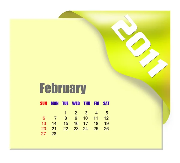 Února 2011 kalendář — Stock fotografie