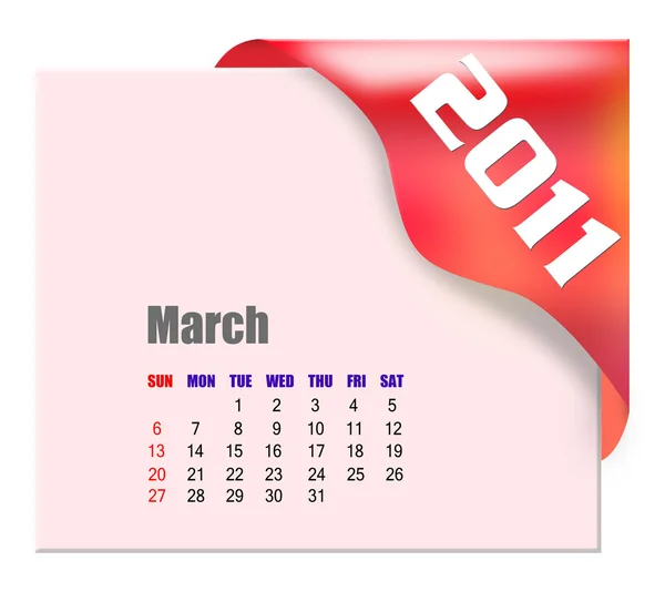 Calendario Marzo 2011 —  Fotos de Stock