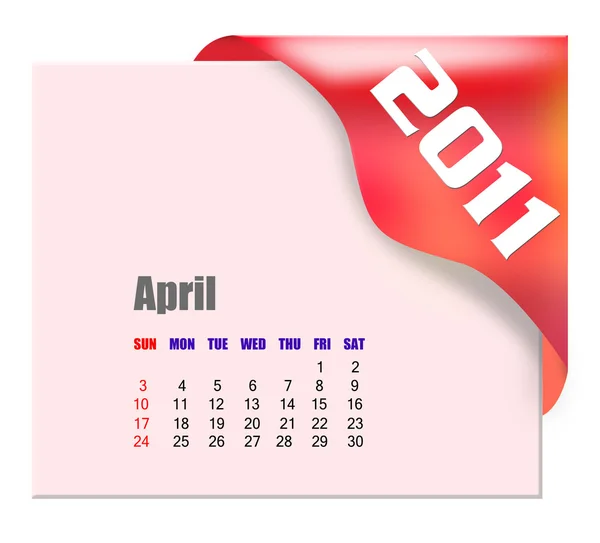 Календарь апреля 2011 — стоковое фото