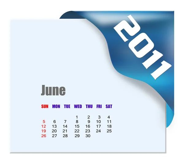 Juni 2011 kalendern — Stockfoto