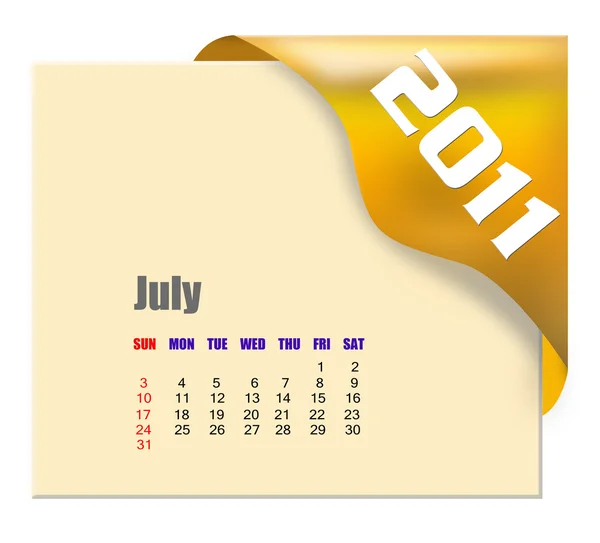 Июль 2011 Календарь — стоковое фото