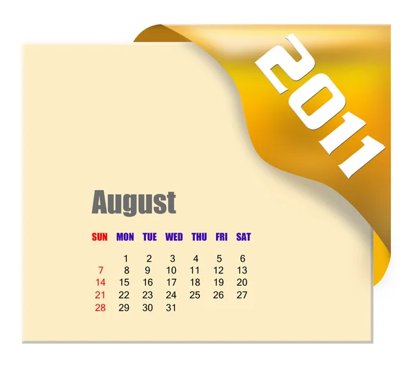 Календарь августа 2011 — стоковое фото