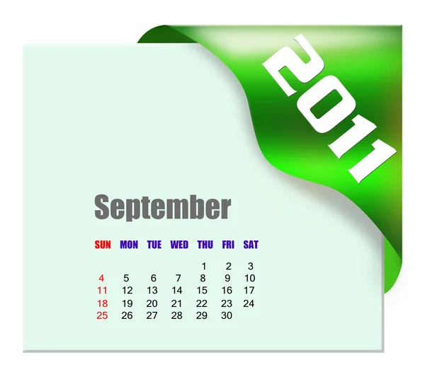 September of 2011 calendar — Stock Photo, Image