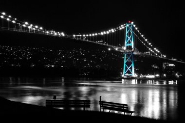 Night scene of Lions Gate, BC Canada clipart