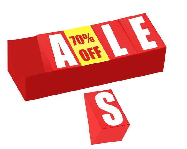 Försäljning och sjuttio procent av tecken tegel — Stockfoto