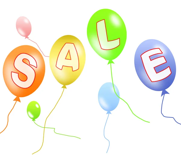 Barevné balónky a sleva prodej s ořezovou cestou — Stock fotografie