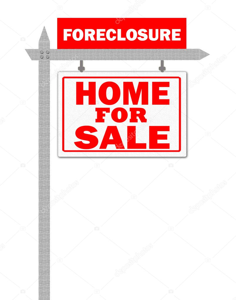 Real Estate home for sale sign, foreclosed
