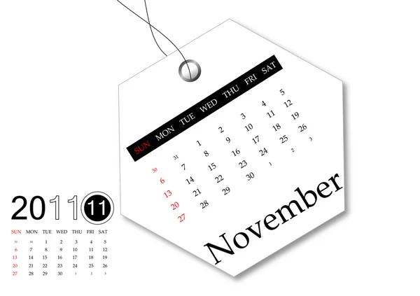 販売タグ デザイン 2011 月カレンダー — ストックベクタ
