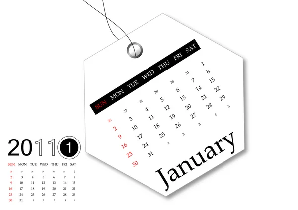 Januar 2011 Kalender Mit Sale Tag Design — Stockvektor