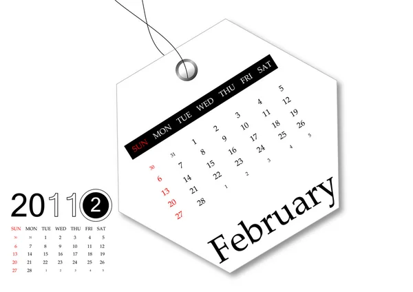 Února 2011 kalendář — Stockový vektor
