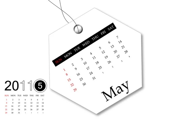 Травень 2011 календар — стоковий вектор