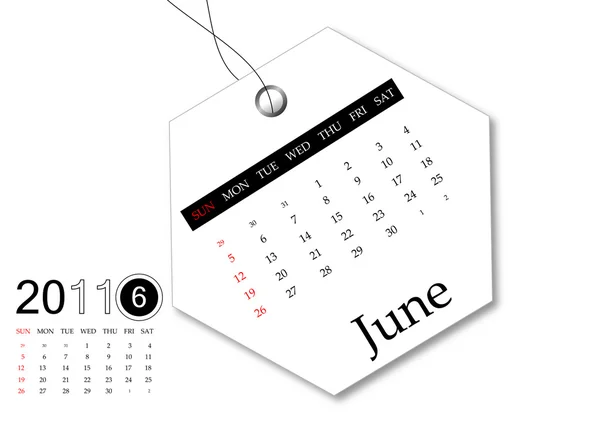 Junho 2011 Calendário Com Design Etiqueta Venda —  Vetores de Stock