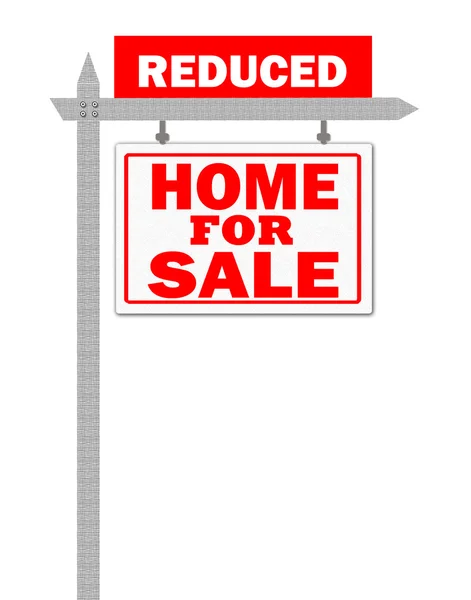Недвижимость Дома Продажу Знак Цена Снижена — стоковое фото