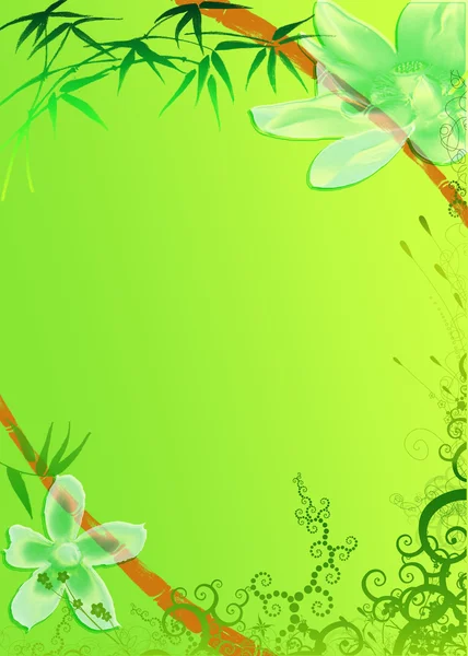 Cadre abstrait fleur et bambou — Photo
