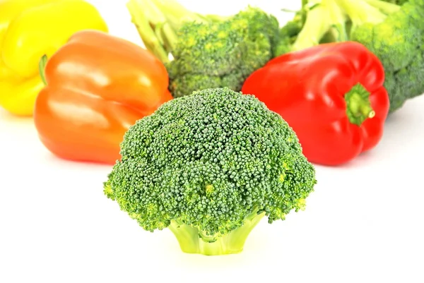 Isolated Broccoli Colorful Pepper — Stock Photo, Image