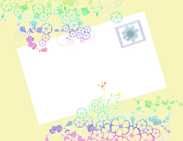 Flower envelope with stamp — Stock Photo, Image