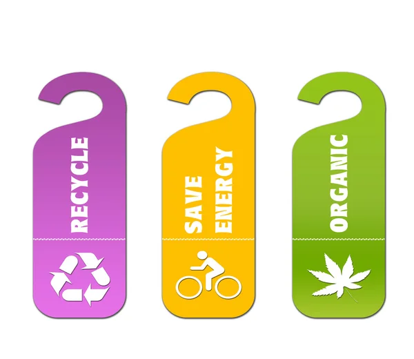 Ecología y etiquetas de reciclaje para el diseño ambiental — Foto de Stock