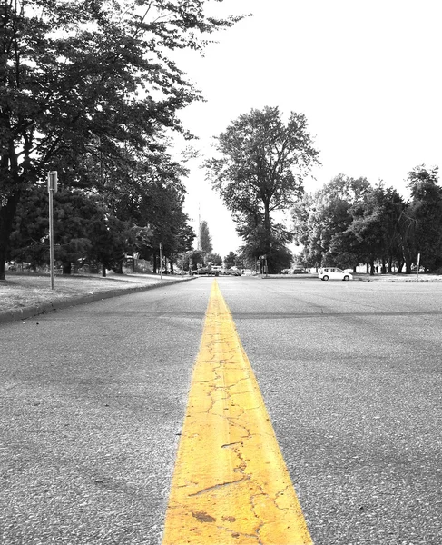 黒と白の色をアスファルトで舗装された道路 — ストック写真