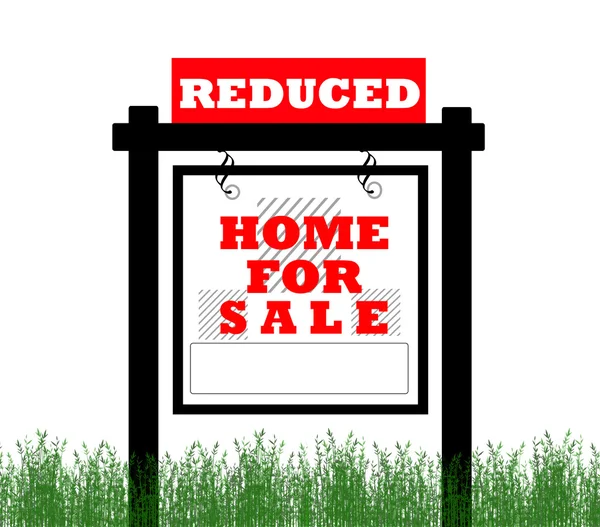 Real Estate home for sale sign, price reduced — Stock Photo, Image