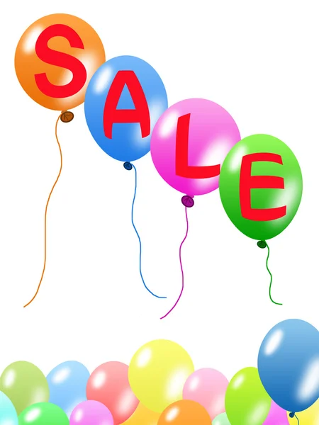 Kolorowe balony i sprzedaż z rabatem — Zdjęcie stockowe