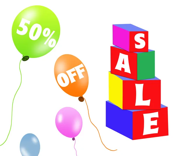 Sale brick and balloons — Stock Photo, Image