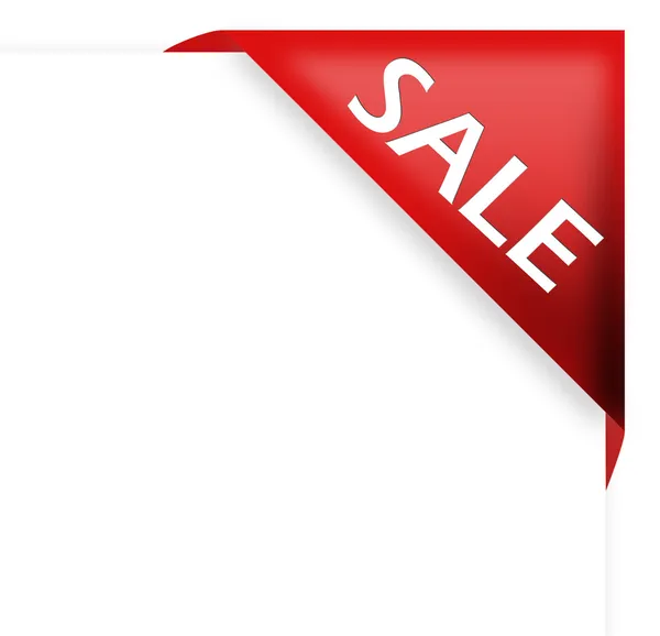 Красная угловая лента со знаком продажи — стоковое фото