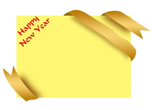 Golden Corner Ribbon Happy New Year Sign — Stock Photo, Image