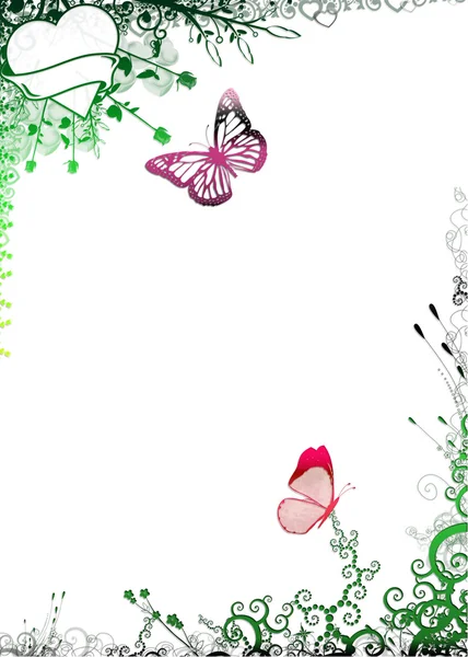 Naturrahmen Mit Schmetterlingen — Stockfoto