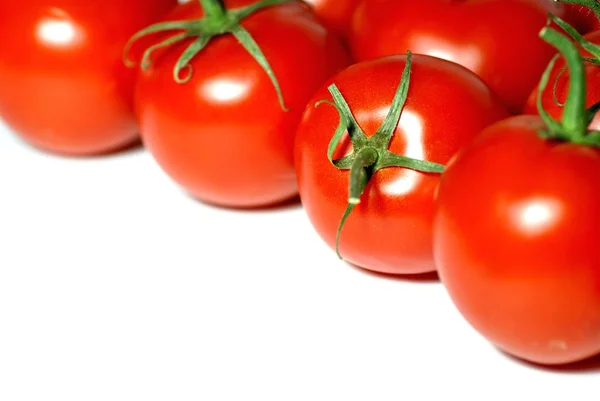 Moldura de tomates frescos no fundo branco — Fotografia de Stock