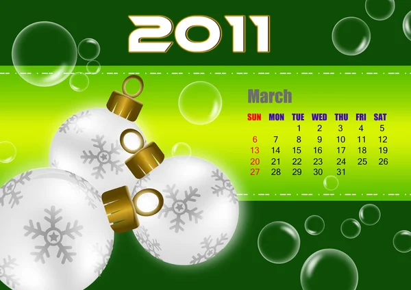Mars 2011 Kalendern — Stockfoto