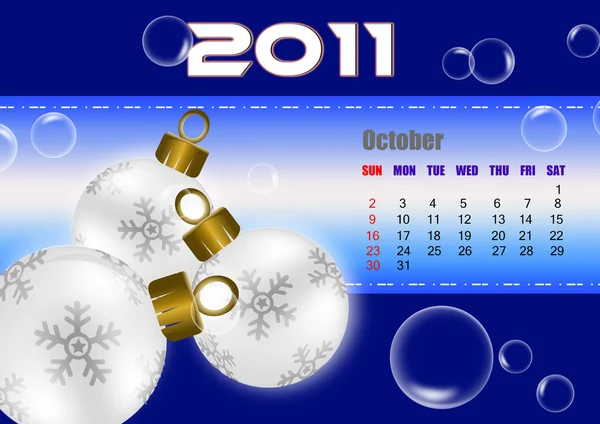 Календарь октября 2011 года — стоковое фото