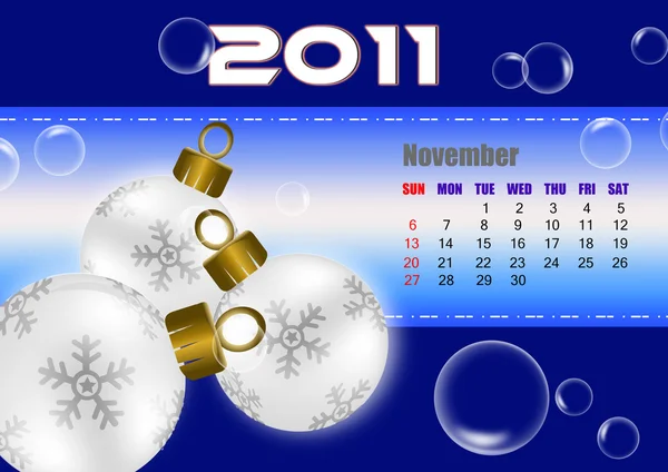 November of 2011 calendar — Stock Photo, Image