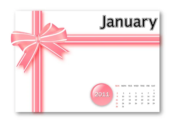 Январь 2011 календарь — стоковый вектор