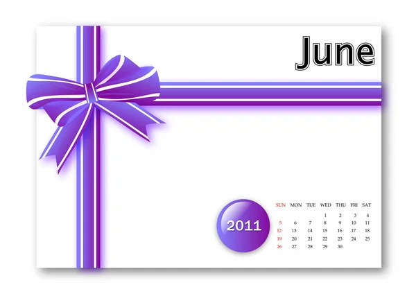 Június 2011 naptár — Stock Vector