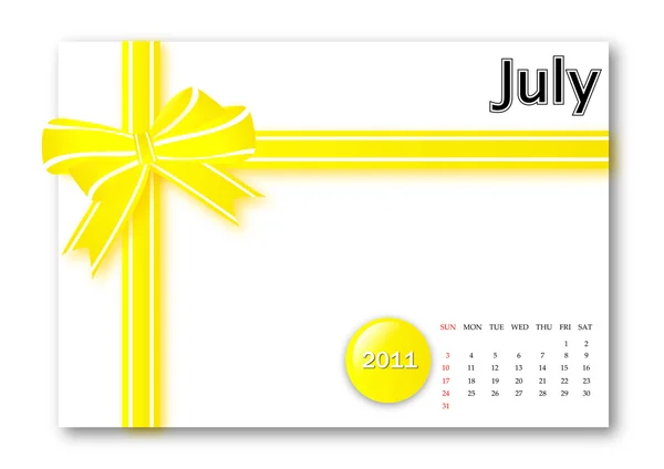 Ιουλίου του 2011 ημερολόγιο — Διανυσματικό Αρχείο