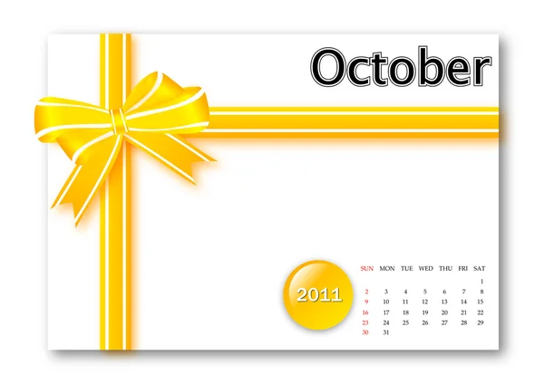 Calendrier d'octobre 2011 — Image vectorielle
