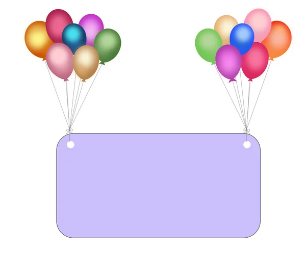 Colorful Balloons Empty Billboard Clipping Path — Stock Photo, Image