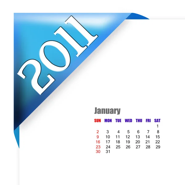 Ledna 2011 kalendář — Stock fotografie