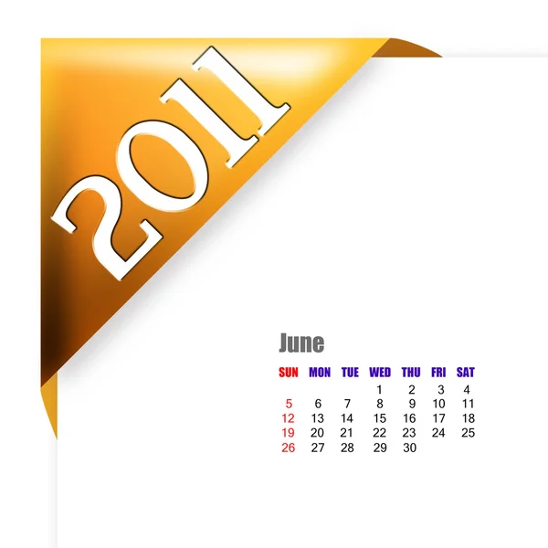 Juni 2011 Kalender — Stockfoto